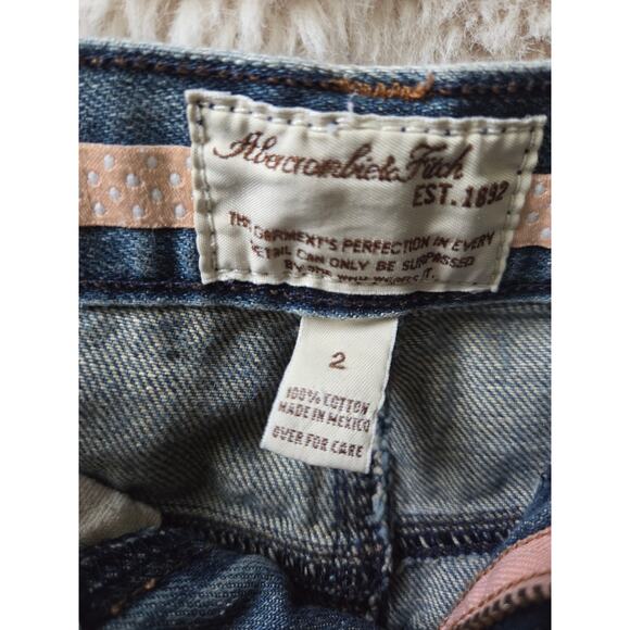 VTG y2k Abercrombie & Fitch Distressed Frayed Denim Mini skirt size 2 - Picture 3 of 10
